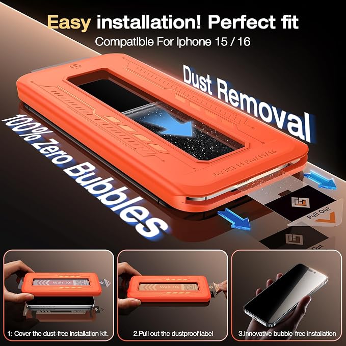 EGV Compatible for iPhone 16/iPhone 15 Privacy Screen Protector, Privacy Screen - Image 4