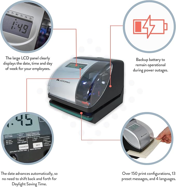 Acroprint Electronic Time Clock Machine – Time Stamp Machine - Image 7
