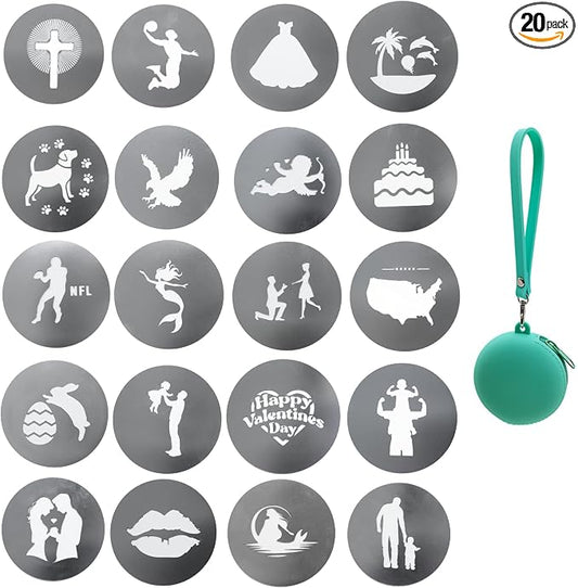 20Pcs Unique Round Gobos Kit for Optical Snoot, 66mm/2.6in Metal Plate Patterns by ZALUNERO