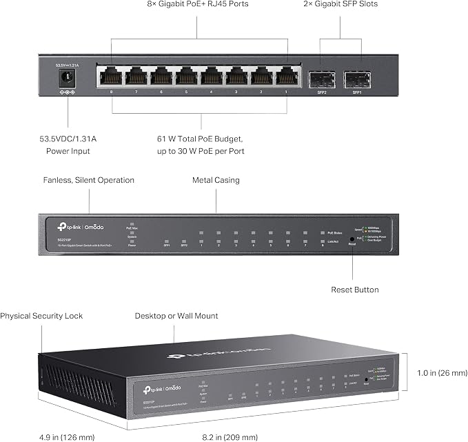 TP-Link TL-SG2210P V3 | Jetstream 8 Port Gigabit Smart Managed PoE Switch | 8 - Image 8