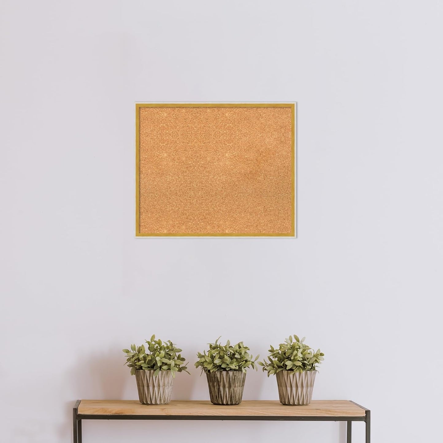 Amanti Art Natural Cork Board for Wall, 21x25 Vision Board with White Frame, Medium Corkboard Office Decor for Home Organization, Modern Corkboard Pinboard to Display Items for Home Organization in