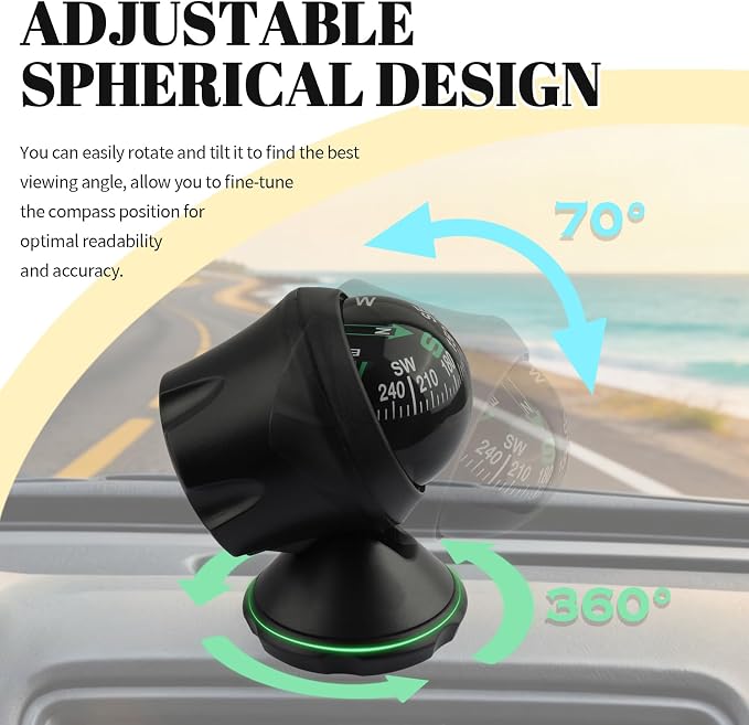 2026 Upgraded Car Compass Dashboard, Adjustible Ball Compass - Image 5