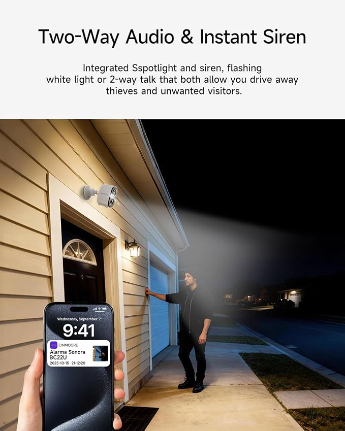 4 Pack 2.5K Security Camera Wireless Outdoor, 2.4G WiFi Battery Powered Outdoor - Image 8