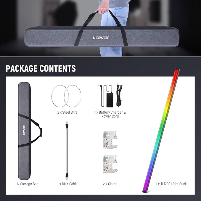 NEEWER TL120C RGB Tube Light, 42W Full Color RGBWW Photography LED Video Light - Image 9
