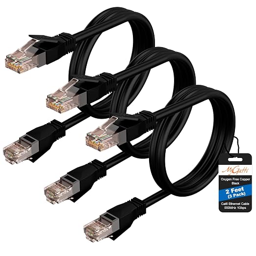 Cat6 Ethernet Cable 2 FT, Snagless Short Cat 6 Patch Cord, RJ45 Pure Copper by Mygatti