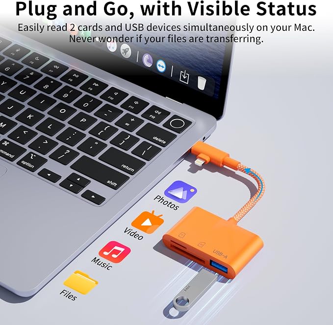 SD Card Reader for iPhone iPad, Lightning & USB C Dual Connectors, 3 in 1 - Image 6