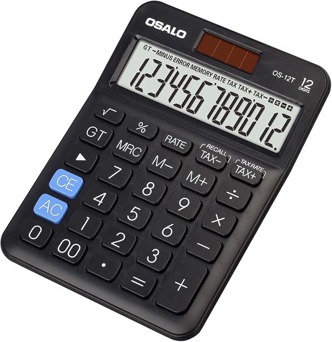 Pocket Small Size Desk Calculator, 12 Digit Large LCD Display, Basic Tax by Pendancy