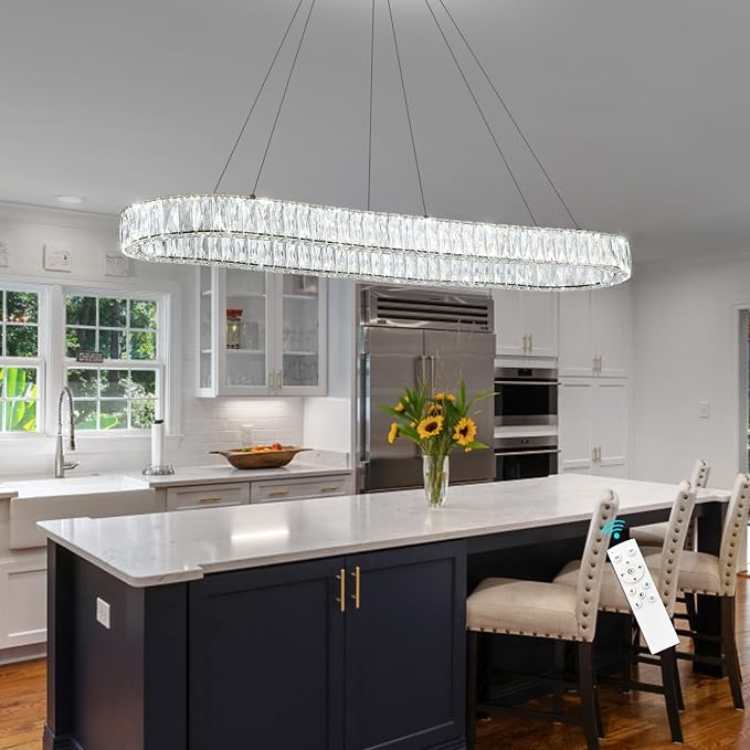 HAIXIANG Modern Crystal Chandelier Dimmable LED Long Chandeliers - Image 4