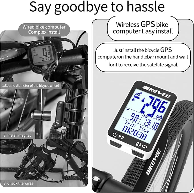 GPS Bike Computer Wireless Bicycle Speedometer Odometer 9 Languages Auto - Image 3