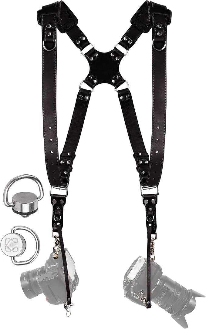C Coiro Dual Camera Harness Shoulder Leather Camera Strap by CCoiro