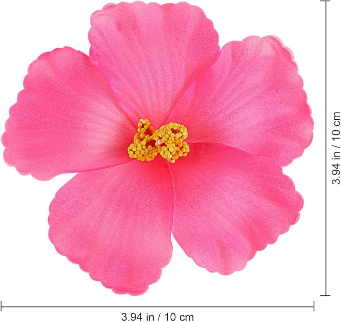DOITOOL 10 Pcs Pink Artificial Hibiscus Flowers Faux Tropical Flower Decor Fake - Image 5
