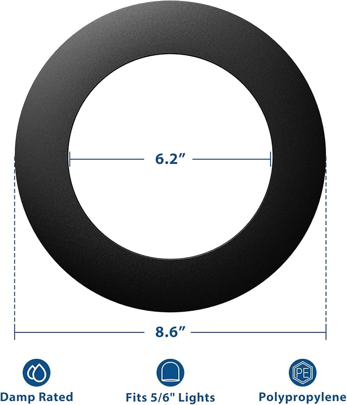 Amico 6 Pack Goof Rings for 6 Inch Recessed Lights, Can Light Trim Ring Cover - Image 2