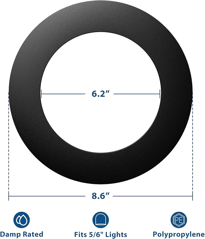 Amico 12 Pack Goof Rings for 6 Inch Recessed Lights, Can Light Trim Ring Cover - Image 2