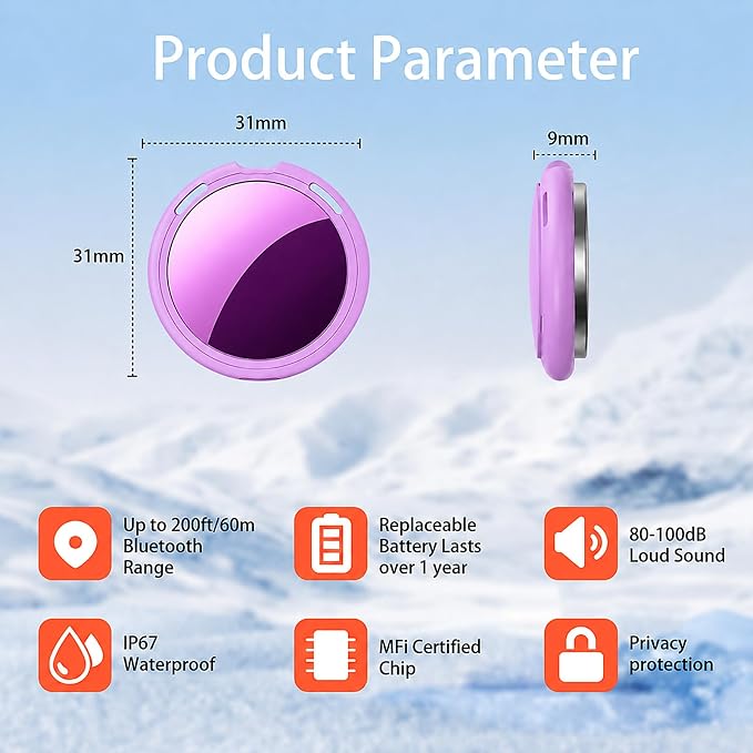 2 Pack Tracker Tags Pair with Apple Find My Bluetooth Air Smart Tags Key Finder - Image 7