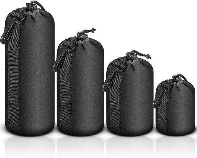 Selens 4 Pack Lens Cases with Thick Protective Neoprene Camera Lens Pouch Set by Selens