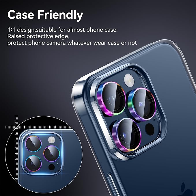 WSKEN for iPhone 15 Pro/iPhone 15 Pro Max Camera Lens Protector, Shatterproof - Image 5
