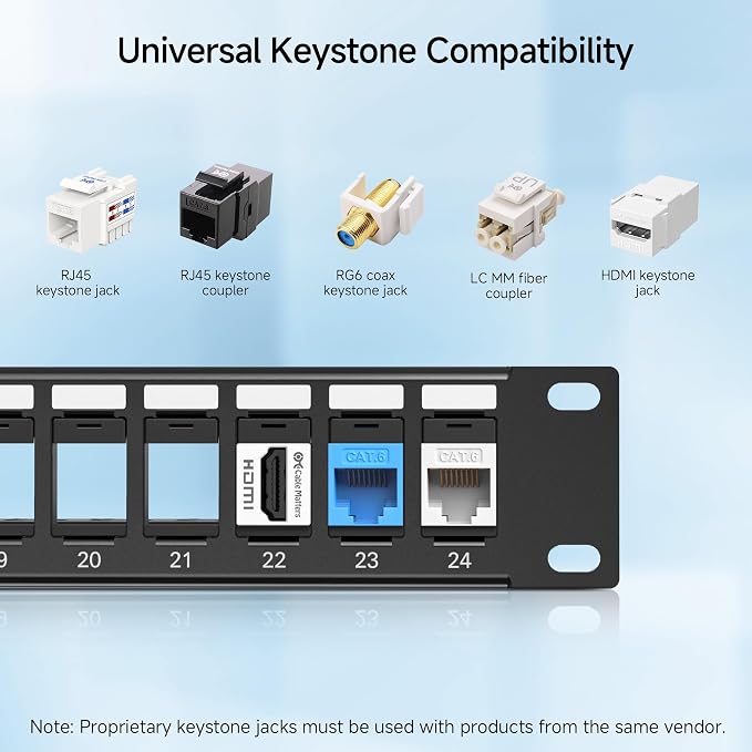 Cable Matters Rackmount or Wall Mount 1U 24 Port Keystone Patch Panel - Image 3