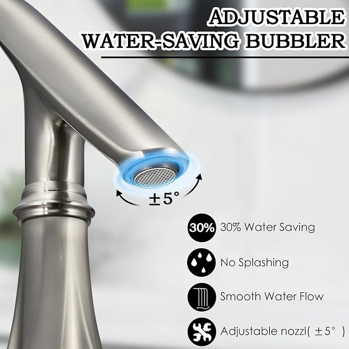 Touchless Bathroom Sink Faucets, Brushed Nickel Bathroom Faucet Single Hole - Image 6