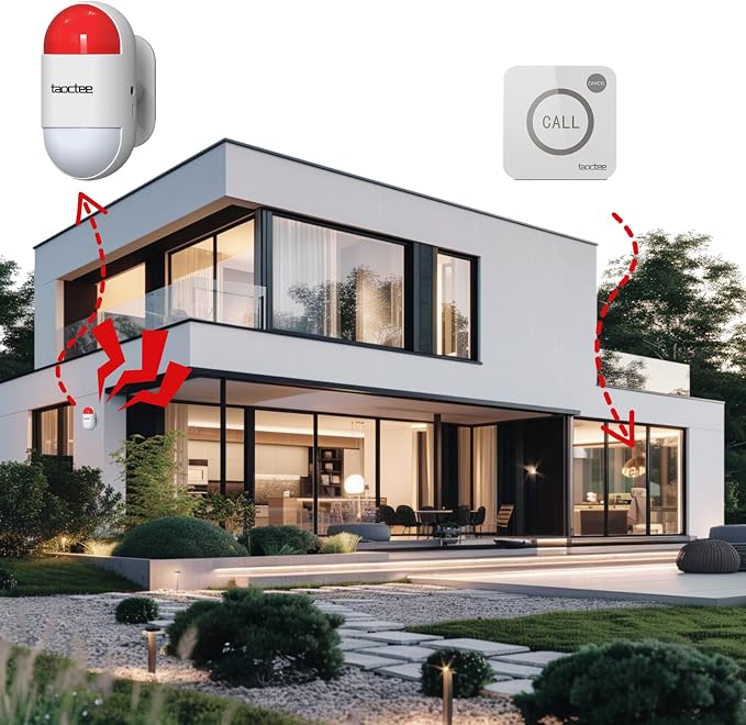 Panic Button Alarm for House Remote Control Strobe Siren Alarm System Sound & - Image 3