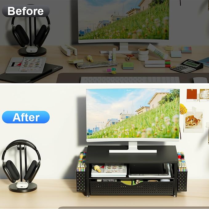 Spacrea Desk Organizer and Accessories, Computer Monitor Stand Riser - Image 2