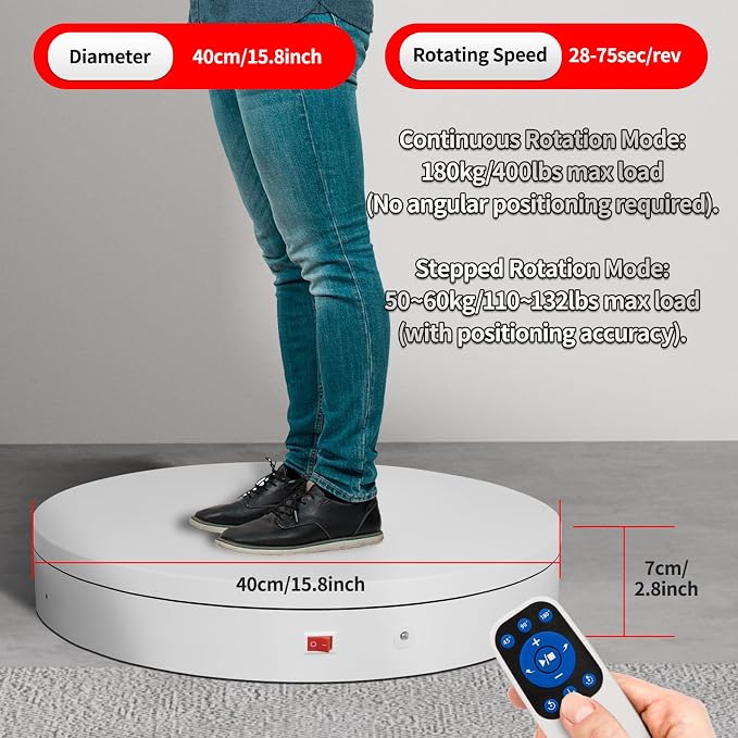 15.8In Remote Motorized Electric Turntable Rotating Display Stand Rotating - Image 7
