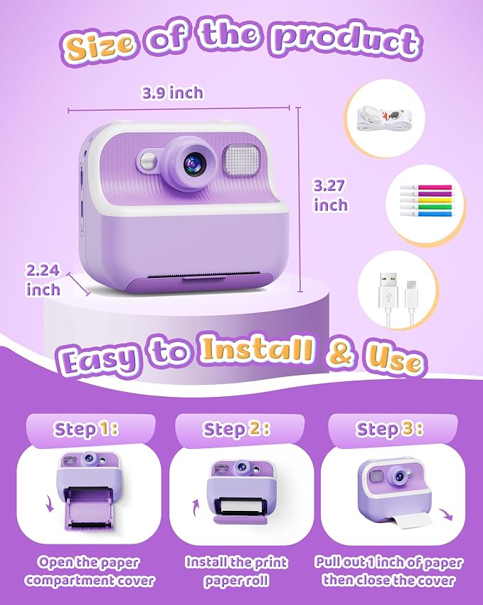 Instant Camera, Front Rear Dual Selfie Kids Camera - Image 8
