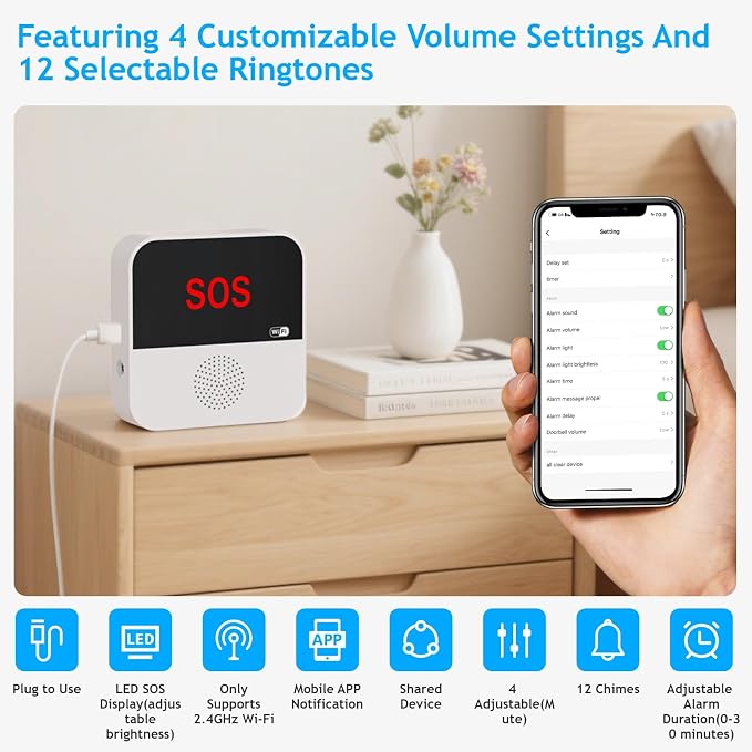 SanJie Wi-Fi Wireless Caregiver Pager Call Button - Image 8