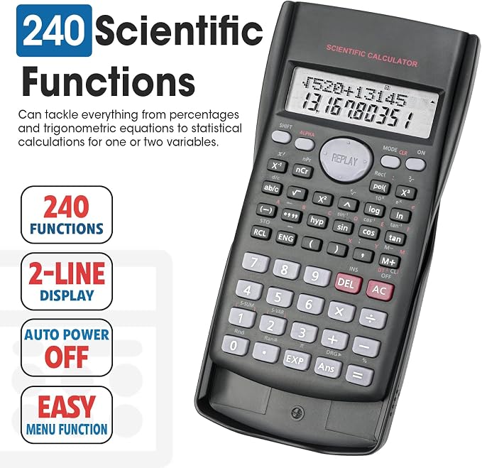 2 Pack Scientific Calculators, 2-Line Large Screen Display 240 Functions - Image 2