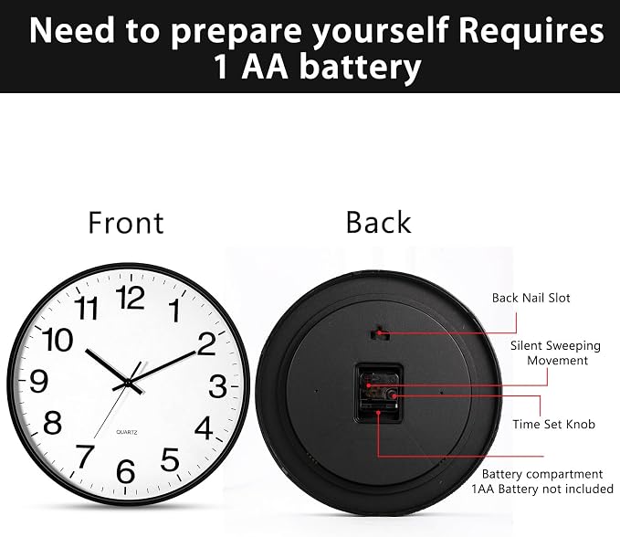 Inbagi 8 Pcs Wall Clock Large Silent Battery Operated Wall Clocks Modern Non - Image 4