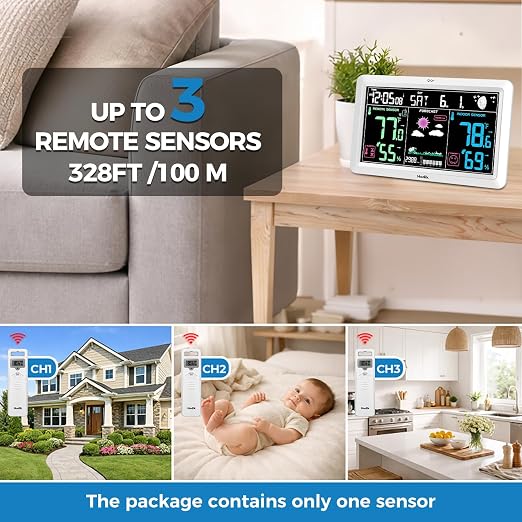 Weather Station with Atomic Clock Indoor Outdoor Thermometer Wireless, Humidity - Image 3