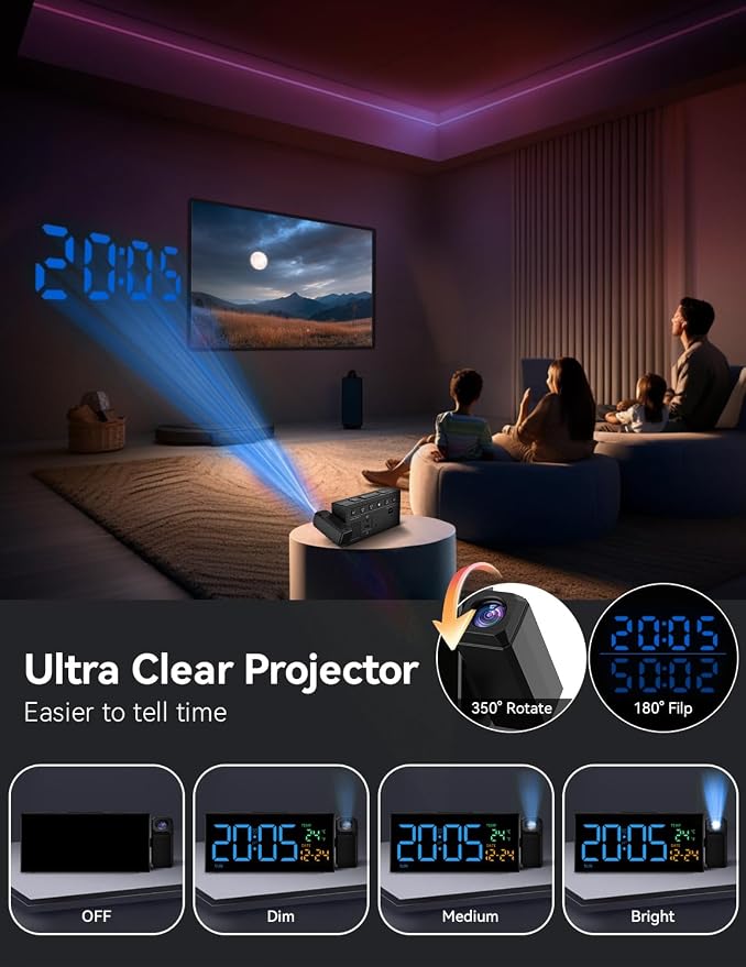 Netzu Projection Clock for Bedroom Ceiling, Digital Clocks - Image 2