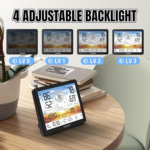 Raddy AG7 Weather Station Wireless Indoor Outdoor Thermometer, 7.4'' Digital - Image 2
