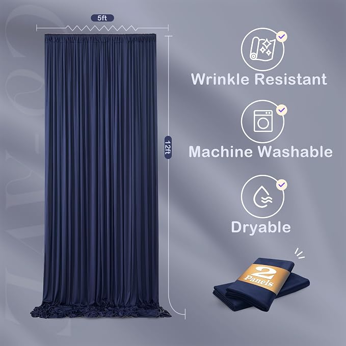 12ft x 10ft Navy Blue Backdrop Curtains - Image 7