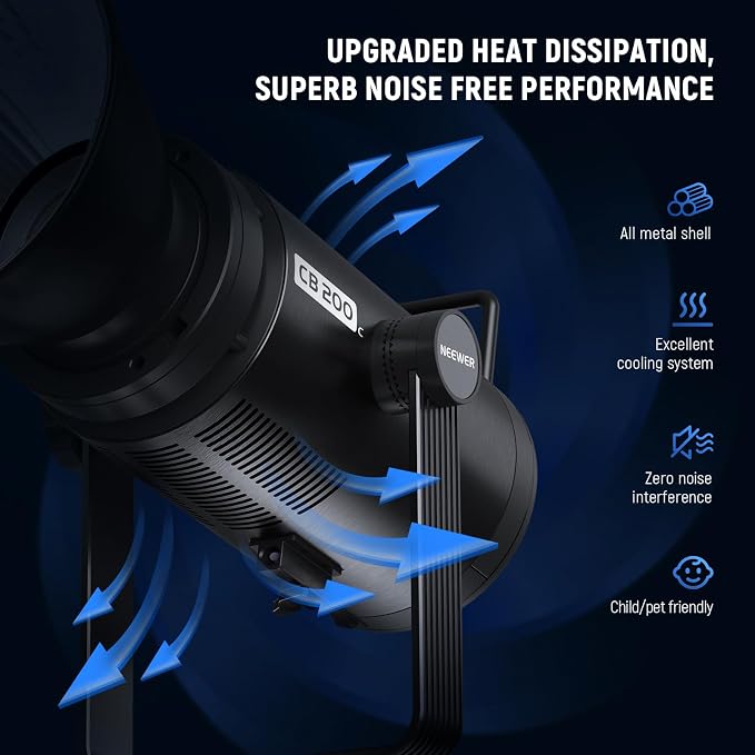 NEEWER CB200C 200W RGBWW COB LED Video Light, APP/2.4G 360° Color 2500K-7500K - Image 5