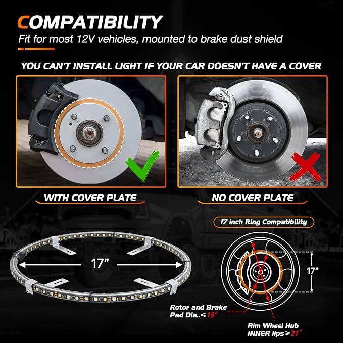 Nilight 4PCS 17inch Double Row LED Wheel Ring Lights Pure White - Image 6