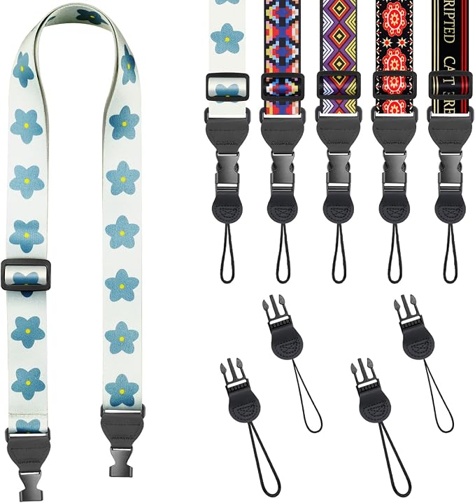 FIEIL Blue Floral Shoulder Strap, Adjustable Camera Strap by FIEIL