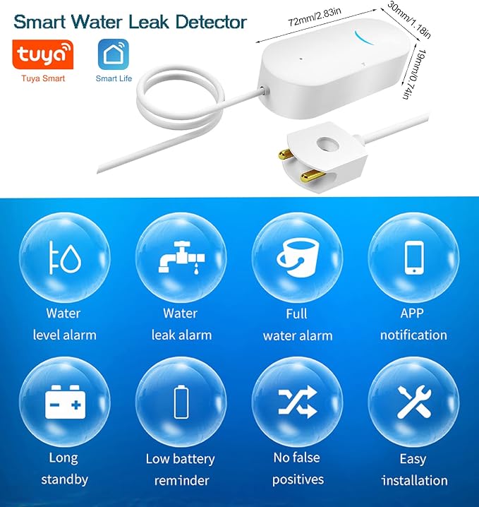 WiFi Water Sensor Leak Detector: Smart Water Leak Detector, TUYA Smart Water - Image 2