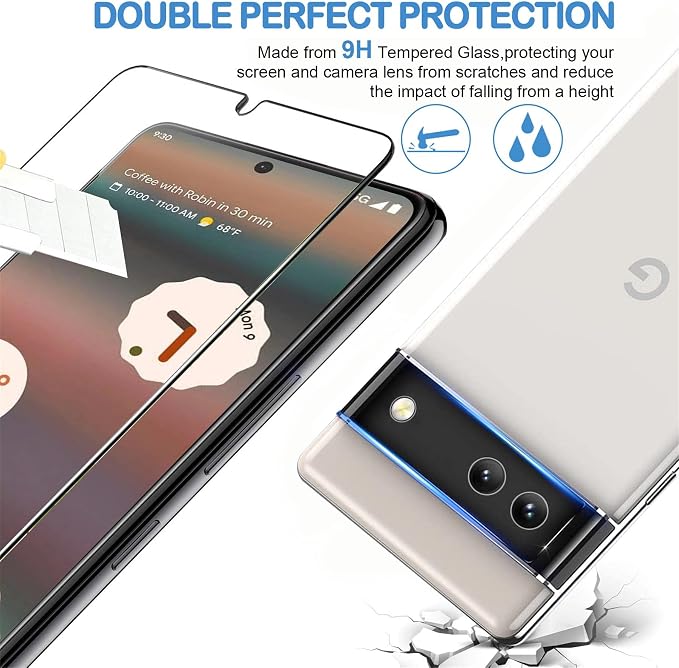 Glass Screen Protector for Google Pixel 6a 5G, 9H Tempered Glass, Fingerprint - Image 3