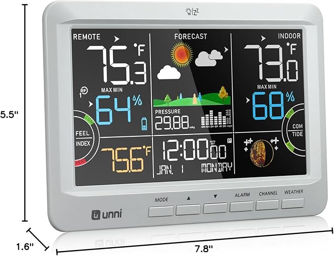 Weather Station Indoor Outdoor Thermometer Wireless, Home Atomic Clock - Image 8
