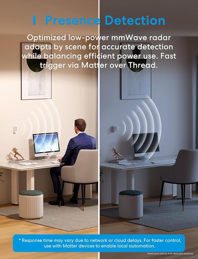 meross Matter Presence Sensor MS605, Battery-Powered 4-in-1 Smart Motion Sensor - Image 5