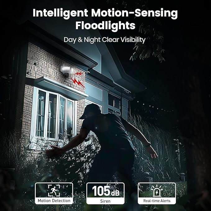 aosu Floodlight Camera Wired, 3K UHD Security Camera Outdoor, 360° Coverage - Image 5