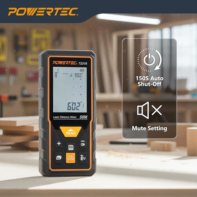 POWERTEC Laser Measure 165 ft Digital Distance Meter - Image 6