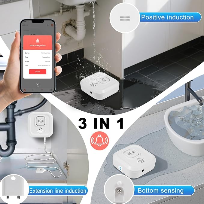 WiFi Water Leak Detectors 100dB Smart Water Sensor Alarm - Image 2
