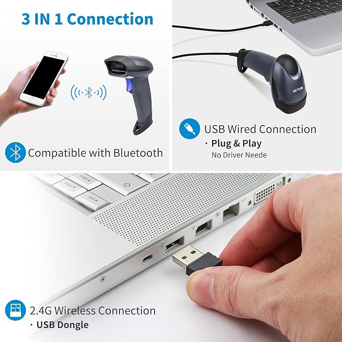 NETUM Wireless 2D QR Barcode Scanner Bluetooth - Image 2