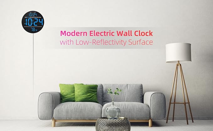 Digital Wall Clock with Large LED Display, Temperature, Auto-Brightness | Small - Image 6