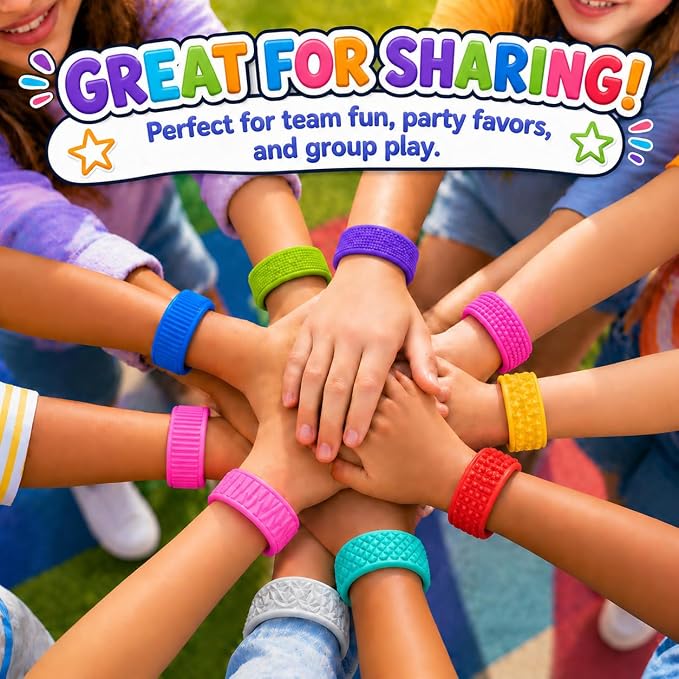 Fidget Toys for Kids Adults: Textured Silicone Slap Bracelets 12 Pack, Sensory - Image 8