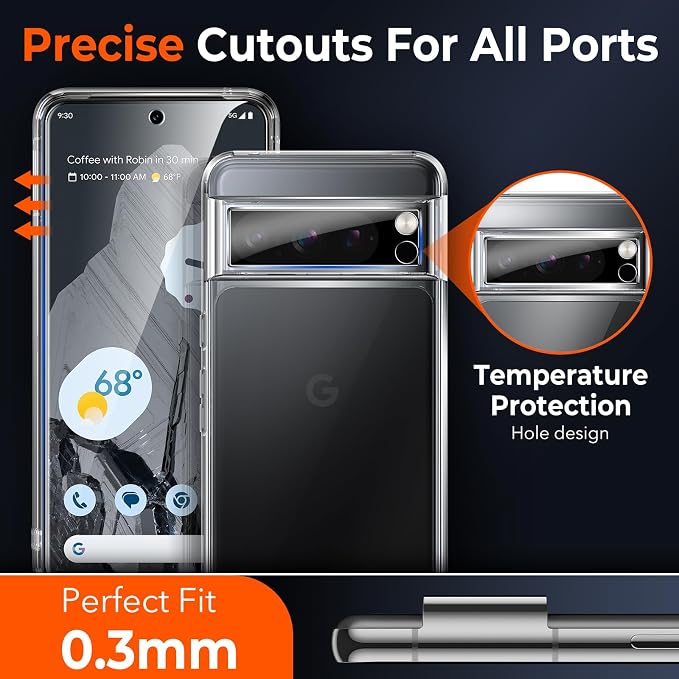 LK 2 Pack for Google Pixel 8 Pro Screen Protector + 2 Pack Camera Lens Protector - Image 3