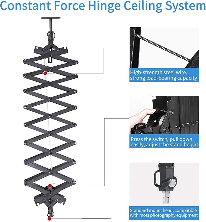 Photography Ceiling Rail System 2M Lifting Constant Force Hinge kit - Image 3