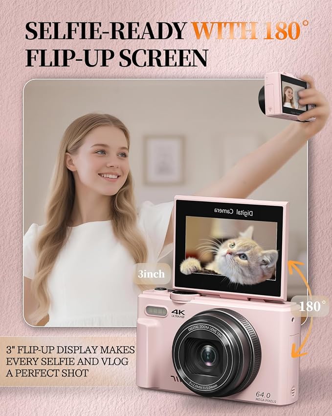 4K Digital Camera for Beginners & Teens, Compact Vlogging Camera - Image 5