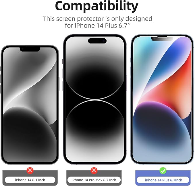 NEW'C 3x for iPhone 14 Plus Screen Protector+ 3x Camera Lens Protector - Image 2